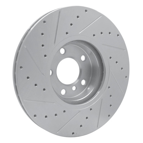 R1 07-18 BMW X5 Front Right Drilled & Slotted Silver Brake Rotor