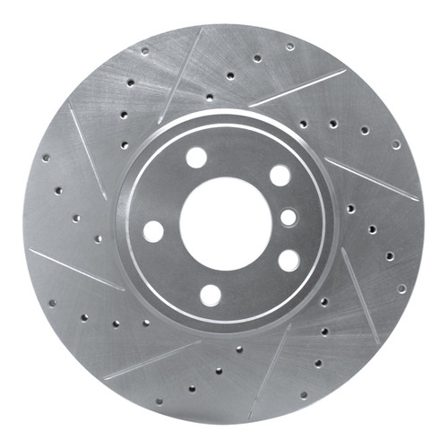 R1 07-18 BMW X5 Front Left Drilled & Slotted Silver Brake Rotor