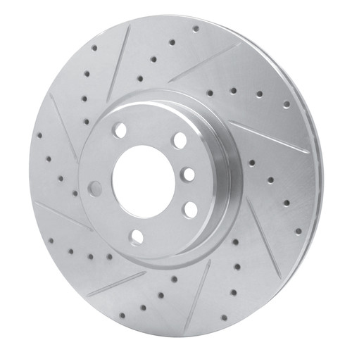 R1 07-18 BMW X5 Front Left Drilled & Slotted Silver Brake Rotor