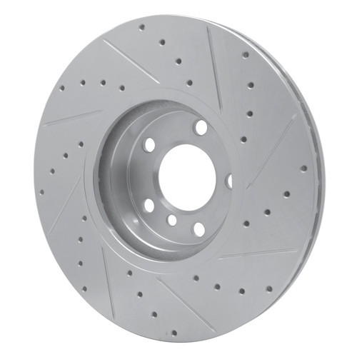 R1 07-18 BMW X5 Front Left Drilled & Slotted Silver Brake Rotor