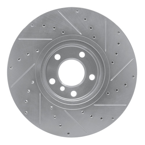 R1 07-18 BMW X5 Front Left Drilled & Slotted Silver Brake Rotor