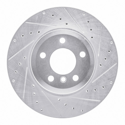 R1 07-19 BMW X6 Rear Right Drilled & Slotted Silver Brake Rotor