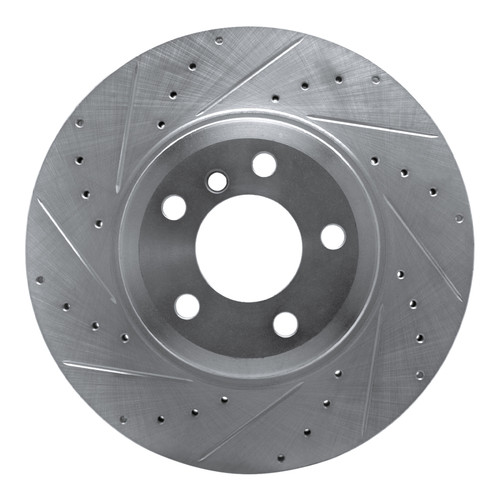 R1 07-19 BMW X5 Rear Left Drilled & Slotted Silver Brake Rotor
