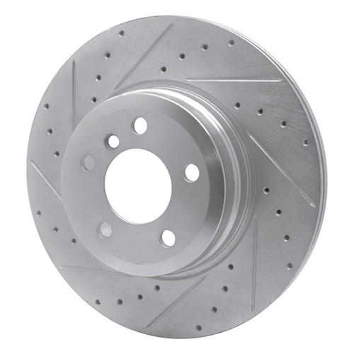 R1 07-19 BMW X5 Rear Left Drilled & Slotted Silver Brake Rotor