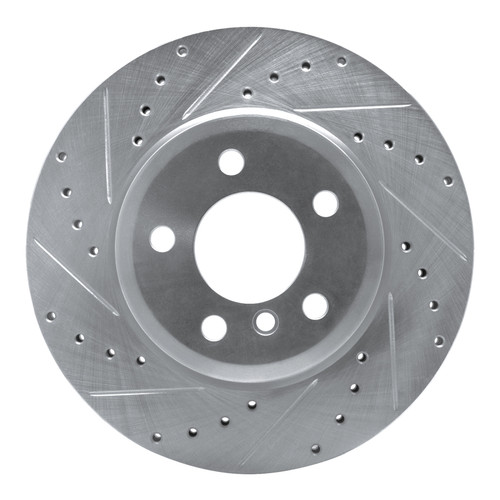 R1 04-10 BMW X3 Front Left Drilled & Slotted Silver Brake Rotor