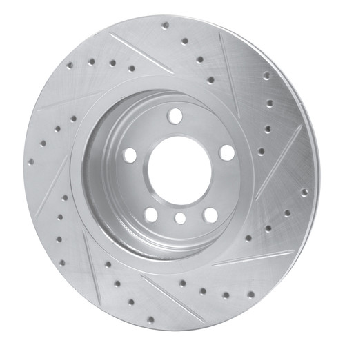 R1 04-10 BMW X3 Front Left Drilled & Slotted Silver Brake Rotor
