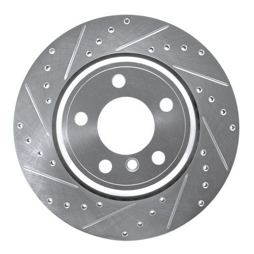 R1 02-06 BMW X5 Rear Left Drilled & Slotted Silver Brake Rotor