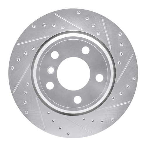 R1 02-06 BMW X5 Rear Right Drilled & Slotted Silver Brake Rotor