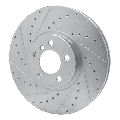 R1 02-06 BMW X5 Front Left Drilled & Slotted Silver Brake Rotor