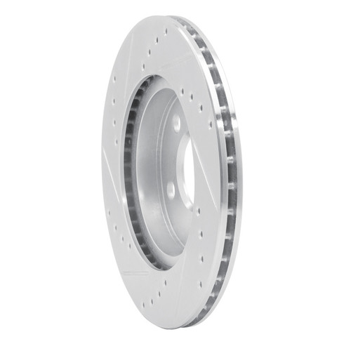 R1 14-21 BMW i3 Front Right Drilled & Slotted Silver Brake Rotor