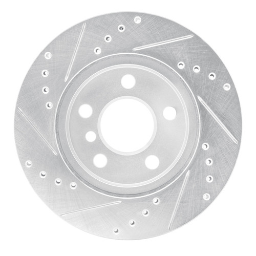 R1 14-21 BMW i3 Front Right Drilled & Slotted Silver Brake Rotor