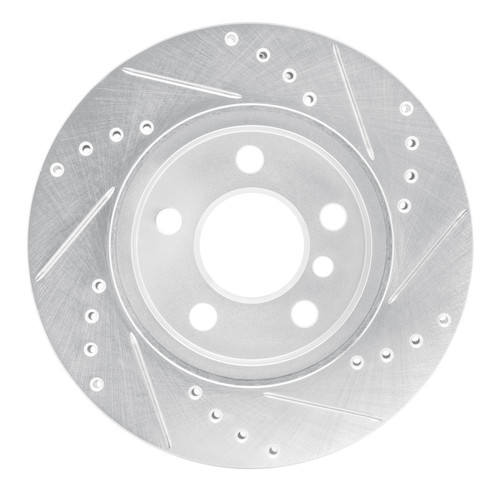 R1 14-21 BMW i3 Front Left Drilled & Slotted Silver Brake Rotor