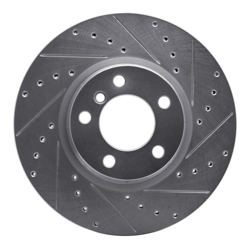 R1 12-18 BMW 330e Front Right Drilled & Slotted Silver Brake Rotor