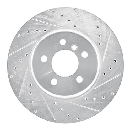 R1 10-19 BMW 550I Rear Right Drilled & Slotted Silver Brake Rotor