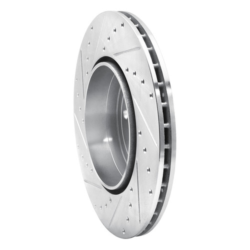 R1 10-19 BMW 550I Rear Right Drilled & Slotted Silver Brake Rotor