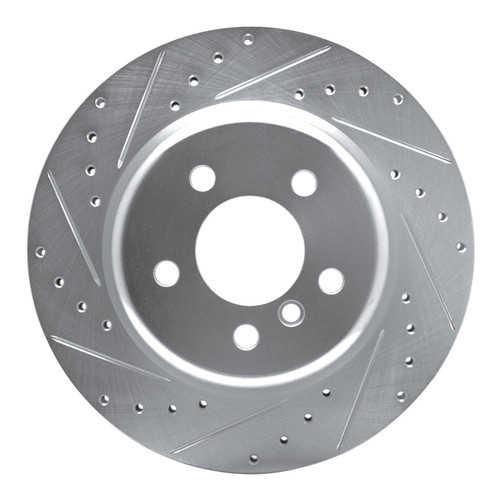 R1 11-16 BMW 528I xDrive Rear Left Drilled & Slotted Silver Brake Rotor