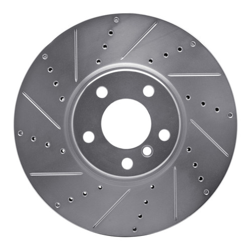 R1 10-18 BMW 650I Convertible Right Front Drilled & Slotted Silver Brake Rotor