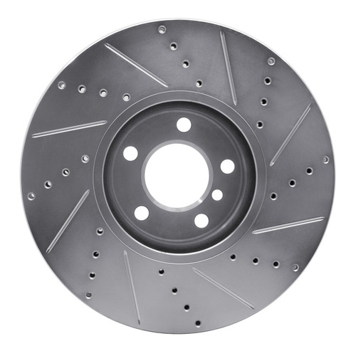R1 10-18 BMW 650I Convertible Right Front Drilled & Slotted Silver Brake Rotor