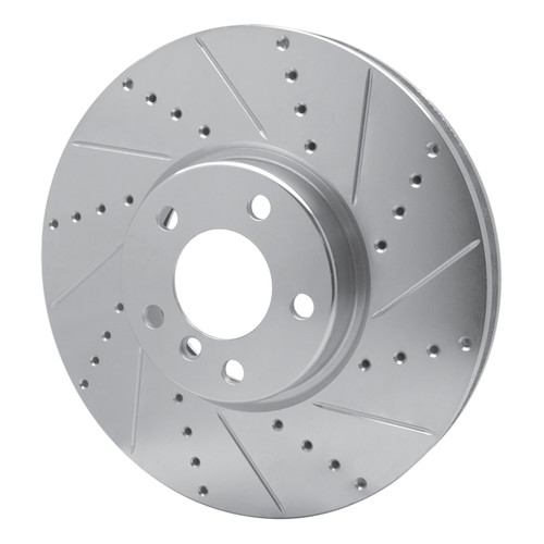 R1 10-18 BMW 535I GT Left Front Drilled & Slotted Silver Brake Rotor