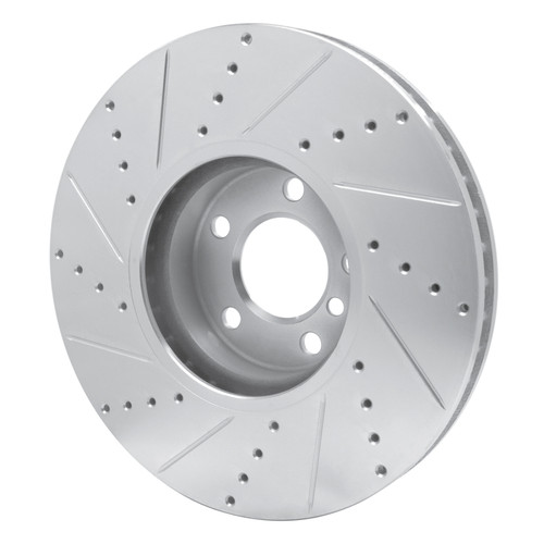 R1 10-18 BMW 535I GT Left Front Drilled & Slotted Silver Brake Rotor