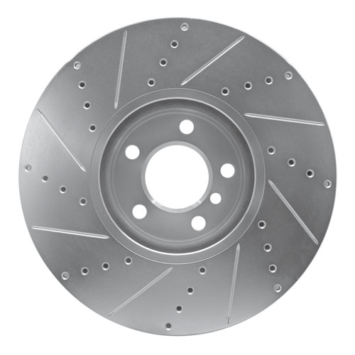 R1 10-18 BMW 535I GT Left Front Drilled & Slotted Silver Brake Rotor