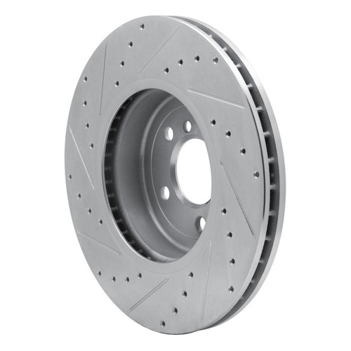 R1 11-19 BMW 640I Gran Coupe Front Right Drilled & Slotted Silver Brake Rotor