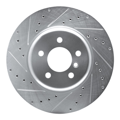 R1 11-19 BMW 535D xDrive Front Left Drilled & Slotted Silver Brake Rotor