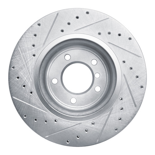 R1 09-16 BMW Z4 Front Right Drilled & Slotted Silver Brake Rotor
