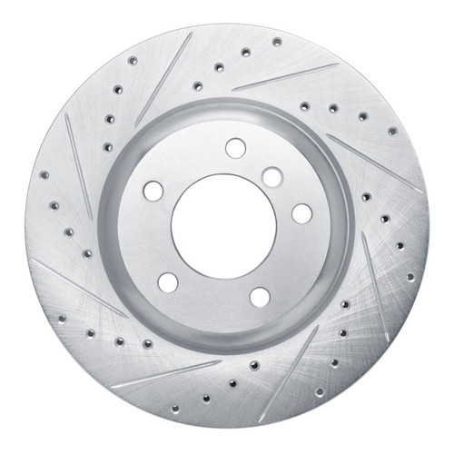 R1 09-16 BMW Z4 Front Left Drilled & Slotted Silver Brake Rotor