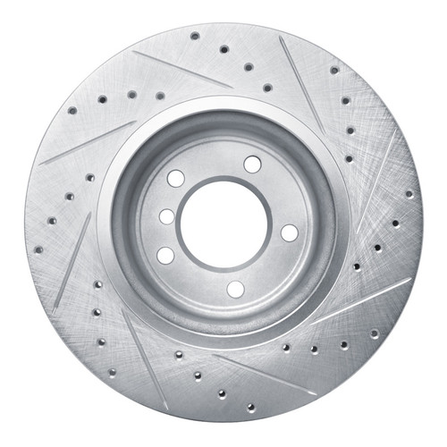 R1 09-16 BMW Z4 Front Left Drilled & Slotted Silver Brake Rotor