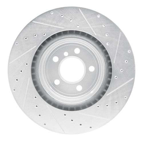 R1 09-19 BMW 750LI Rear Left Drilled & Slotted Silver Brake Rotor