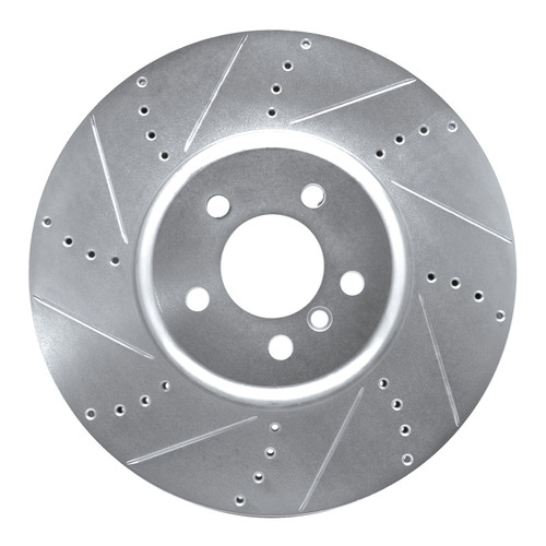 R1 09-17 BMW 750LI xDrive Left Front Drilled & Slotted Silver Brake Rotor