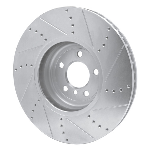 R1 09-17 BMW 750LI xDrive Left Front Drilled & Slotted Silver Brake Rotor