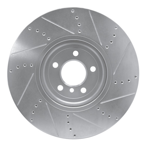 R1 09-17 BMW 750LI xDrive Left Front Drilled & Slotted Silver Brake Rotor