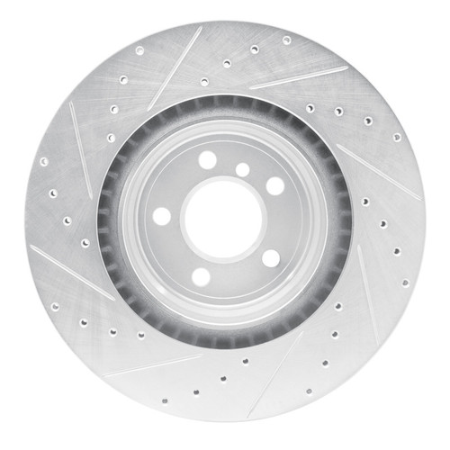 R1 09-19 BMW ALPINA B7 Rear Right Drilled & Slotted Silver Brake Rotor