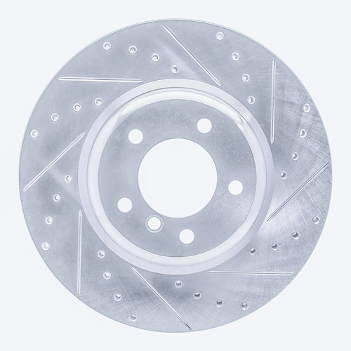 R1 06-13 BMW 330I Front Right Drilled & Slotted Silver Brake Rotor