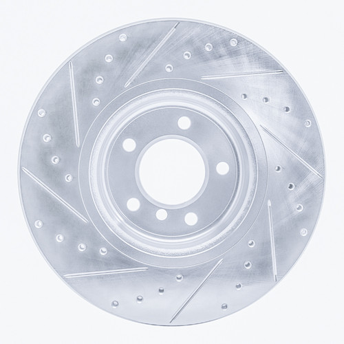 R1 06-13 BMW 330I Front Right Drilled & Slotted Silver Brake Rotor