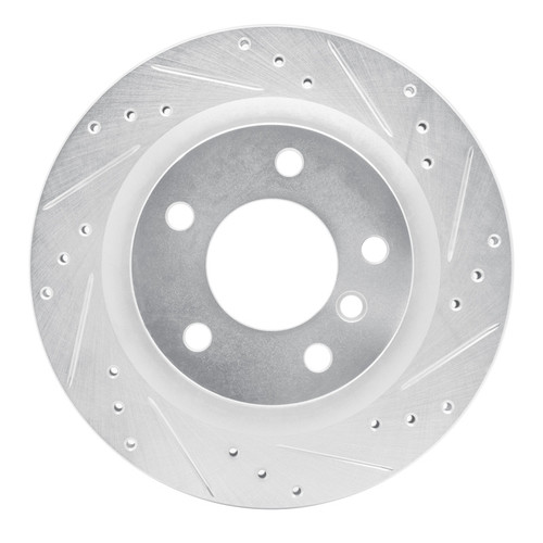 R1 08-13 BMW 128I Rear Right Drilled & Slotted Silver Brake Rotor