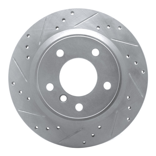 R1 08-13 BMW 128I Rear Left Drilled & Slotted Silver Brake Rotor