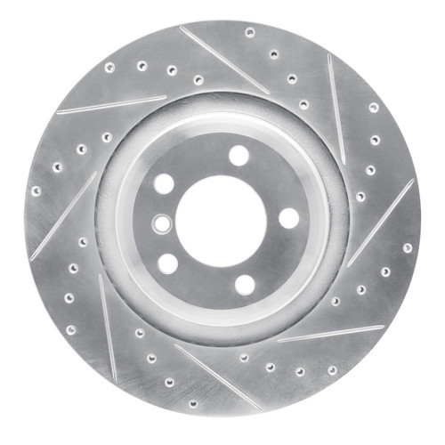 R1 07-08 BMW ALPINA B7 Rear Right Drilled & Slotted Silver Brake Rotor