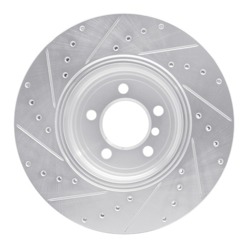 R1 05-08 BMW 750LI Rear Right Drilled & Slotted Silver Brake Rotor