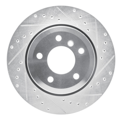 R1 06-10 BMW 535XI Rear Right Drilled & Slotted Silver Brake Rotor