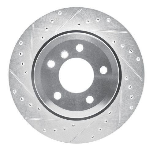 R1 06-10 BMW 530XI Rear Left Drilled & Slotted Silver Brake Rotor