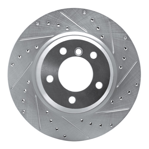 R1 06-12 BMW 330I Front Right Drilled & Slotted Silver Brake Rotor