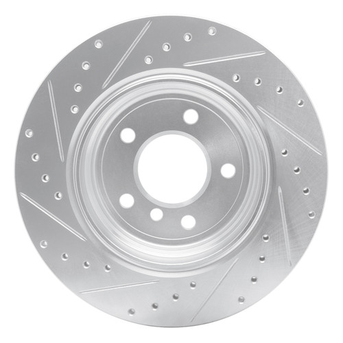 R1 04-10 BMW 528I Rear Right Drilled & Slotted Silver Brake Rotor