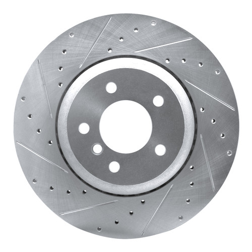 R1 04-10 BMW 545I Rear Left Drilled & Slotted Silver Brake Rotor