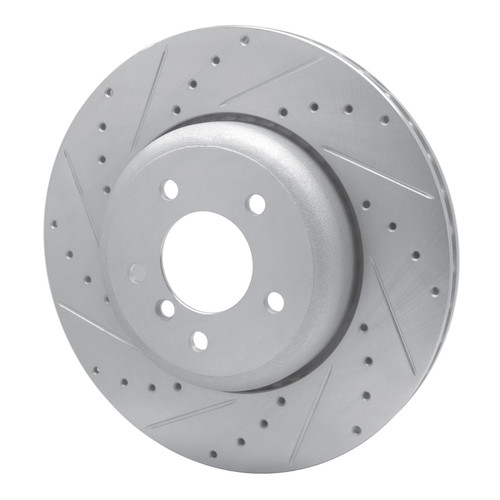 R1 04-10 BMW 545I Rear Left Drilled & Slotted Silver Brake Rotor