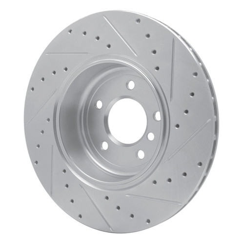 R1 04-10 BMW 545I Rear Left Drilled & Slotted Silver Brake Rotor