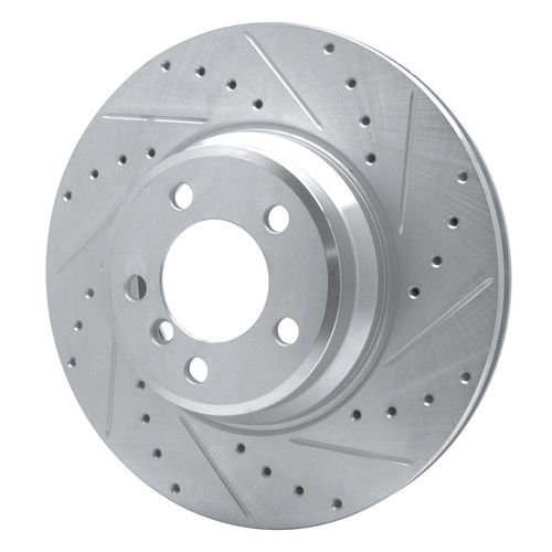 R1 02-08 BMW 750LI Front Right Drilled & Slotted Silver Brake Rotor