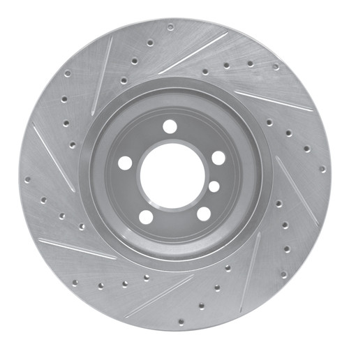 R1 02-08 BMW 750LI Front Right Drilled & Slotted Silver Brake Rotor